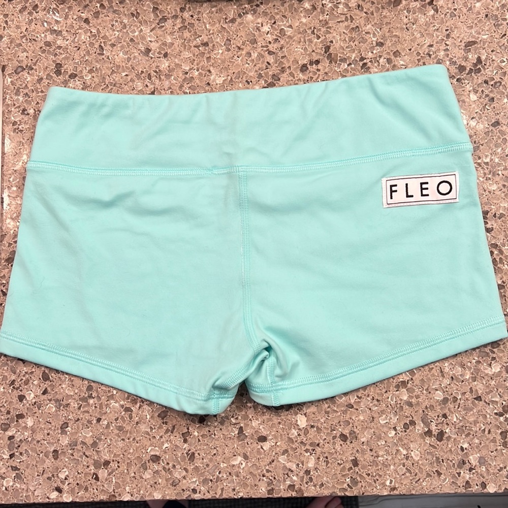 Fleo X Katie crew teal shorts size Medium